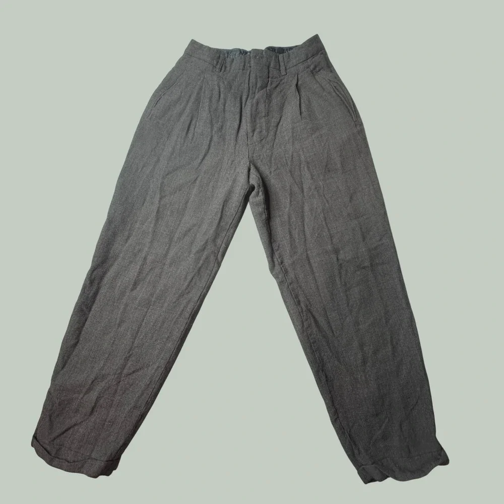 VTG Vestimenta Trousers Mens 28 Wool Blend Pleated Cuffed Gray Charivari Italy